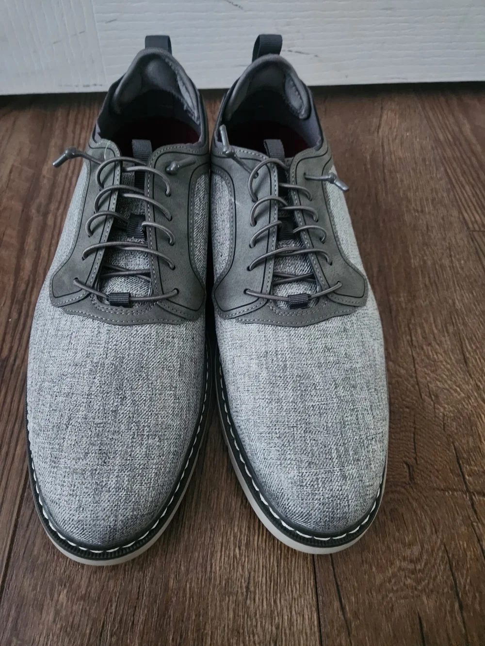 Stacy Adams Men's Gray Textured Slip-On Lace Shoes
